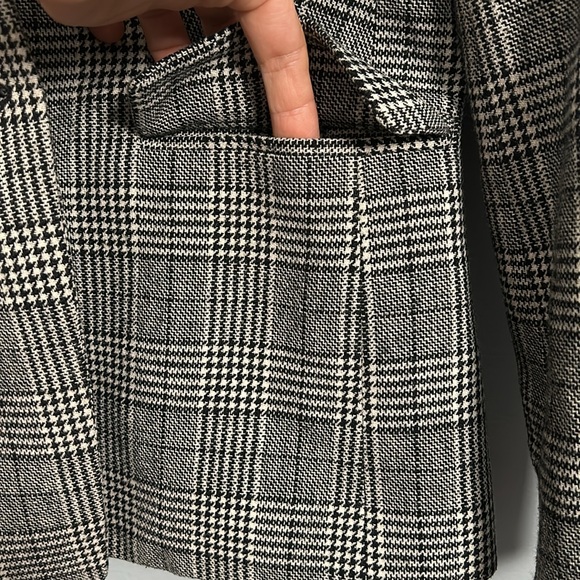 J. Crew Wool Black White Herringbone Style Single Button Blazer size 00 - Picture 8 of 15